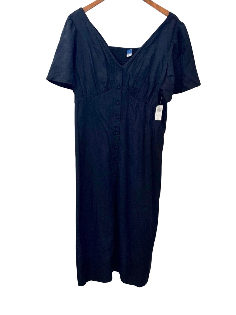 NWT Old Navy Classic Black Button-down Midi Dress size XL